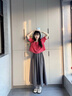 棉致薄款山本褲子女夏季新款寬松小個子高腰休閑褲女士直筒闊腿裙褲 灰色【1483高品質23.5】 L 105-125斤 曬單實拍圖