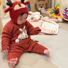 OAK FAMILY新生嬰兒連體衣圣誕拜年服冬款半邊絨滿(mǎn)月寶寶過(guò)年服連身爬服 半邊絨連體衣（寶寶款,不含帽子) 73cm 曬單實(shí)拍圖