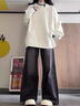DXOT2025軟糯奶fufu慵懶毛衣女秋冬韓系感領(lǐng)口拼接假兩件加厚針織衫女 白色 M 【建議95-105斤】 曬單實拍圖