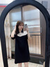 clotho Rennie品牌女裝小個(gè)子短袖連衣裙女2025夏季新款翻領(lǐng)拼接撞色寬松顯瘦裙 黑色 M 曬單實(shí)拍圖