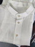 歸心中國風(fēng)夏季男士絲麻立領(lǐng)純色長(cháng)袖襯衫 63.7%亞麻36.3%桑蠶絲  白色 M/170 曬單實(shí)拍圖