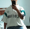 Shelley Jones撞色短袖polo衫男裝夏季新款ins寬松潮流半袖體恤衫青少年上衣服 7817白綠 M 曬單實(shí)拍圖