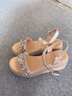 ZHR則則涼鞋女水鉆優(yōu)雅通勤女鞋時(shí)尚舒適一字帶坡跟鞋子女 M385 杏色 37  曬單實(shí)拍圖