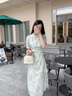 丹珠娜（DanZhuNa）新中式連衣裙子夏天女裝2025夏季古風(fēng)收腰優(yōu)雅清冷風(fēng)旗袍改良裙子 淺綠色旗袍 M 曬單實拍圖