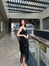 Mandy Zhang黑色流蘇吊帶連衣裙輕奢高級感禮服夏天女裝2024年夏季新款氣質(zhì) 燕尾黑 S 160/84A 曬單實拍圖
