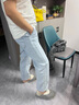 雅鹿夏季薄款牛仔褲男港風(fēng)淺色系冰絲涼感潮流褲子男裝直筒休閑長(cháng)褲 淺白藍 XL 曬單實(shí)拍圖