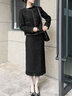 顏域毛呢外套半身裙兩件套女2025新款冬高級感黑色顯瘦小香風(fēng)套裝 黑色 L 曬單實(shí)拍圖