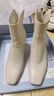 康莉（COMELY）瘦瘦靴短靴女冬季新款粗跟法式方頭高跟時(shí)裝靴 米白色 37 曬單實(shí)拍圖
