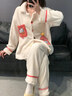 另約珊瑚絨保暖睡衣女士2024秋冬季加絨加厚甜美大碼家居服法蘭絨套裝 A7501 房子卡通貓 L 曬單實(shí)拍圖