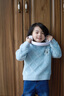 IVY HOUSE常春藤兒童裝女童2023年冬季新款學(xué)院風(fēng)綿軟圓領(lǐng)套頭毛衣舒適保暖 水藍色 110 /52cm 曬單實(shí)拍圖