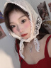 樂宇軒法式蕾絲三角巾頭巾復古裝飾頭巾甜美田園絲巾飄帶發(fā)帶拍照圍巾 蕾絲三角巾1條【白色】 曬單實拍圖