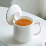 臻廚聚羊脂玉白瓷水杯陶瓷茶杯個(gè)人辦公室家用馬克杯帶蓋辦公杯會(huì)議杯 白瓷茶杯【描金款】 350ml 曬單實(shí)拍圖