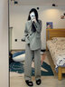 GARNUO灰色小西裝外套女2026春秋新款小個(gè)子兩件套休閑寬松短款西服套裝 灰色 M【111-120斤】 曬單實(shí)拍圖