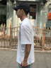 CLOR休閑T恤男士潮流POLO領(lǐng)上衣夏季薄款寬松打底衫短袖PL02白色L 曬單實(shí)拍圖