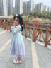 奧蒙威女童漢服裙兒童古裝連衣裙小女孩超仙唐裝襦裙古風(fēng)演出服MR-01 藍帶 150 曬單實(shí)拍圖