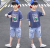 G.DUCKKIDS兒童裝男童夏裝套裝新款中大童男孩衣服夏季韓版洋帥氣短袖五分褲 藍色 110 建議身高100-110cm年齡4-5歲 曬單實(shí)拍圖