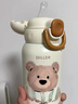 ONEDAY兒童保溫杯3-6-12歲上學(xué)專用316食品級(jí)吸管小學(xué)生直雙飲帶背帶套 白色小熊520ml（雙飲） 曬單實(shí)拍圖