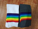 革斤威彩虹長(cháng)襪子女長(cháng)筒襪ins小腿襪中筒棉襪潮網(wǎng)紅及膝堆堆襪高筒襪 彩虹小腿襪2雙裝 曬單實(shí)拍圖