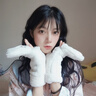 笙格兒 手套女冬季可愛毛絨絨小熊少女風(fēng)韓版百搭學(xué)生露指兒童毛線手套兩用秋冬天加厚保暖卡通翻蓋半指 白色 均碼 曬單實拍圖