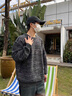 京西藍(lán)靛休閑毛衣男加厚2024春秋季新款工裝大碼加肥加大內(nèi)搭針織衫上衣潮 迷灰色 L 體重130-145斤 曬單實(shí)拍圖