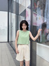 La Chapelle Sport拉夏貝爾短褲女夏季薄款透氣運動百搭華夫格抗皺休閑簡約純色熱褲 藍(lán)色(空白) M /160(推薦100-115斤) 曬單實拍圖