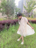FNJ KIDS童裝女童漢服連衣裙夏季新款中大童短袖碎花女孩旗袍公主裙 杏色 120 (建議身高110-120cm) 曬單實(shí)拍圖