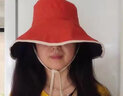 云見森知 遮陽帽子女夏天百搭防曬漁夫帽女潮流太陽帽大沿騎車遮臉涼帽 橘紅色 曬單實拍圖