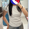 正肩修身顯瘦高腰夏季薄款短袖t恤女不規(guī)則設計褶皺收腰短款上衣 麻灰色 L【96-106斤】 曬單實拍圖