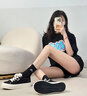 環(huán)球帆布鞋女2025年百搭增高運動鞋學(xué)生休閑情侶板鞋 黑色【女款】 37 曬單實拍圖