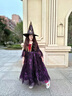 小咔衣濃萬(wàn)圣節兒童服裝女童公主裙女巫小女孩演出服舞會(huì )禮服cosplay角色 萬(wàn)圣節黑紫色3906+星星帽子+披風(fēng) 130 曬單實(shí)拍圖