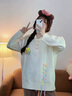 羅蒙（ROMON）學(xué)院風(fēng)polo領(lǐng)可愛(ài)甜美超好看毛衣女冬季2025新款立體花朵軟糯上衣 米白色 均碼 -80-140斤 曬單實(shí)拍圖