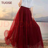TUOSE半身裙夏季中長(cháng)款雙層雪紡大擺長(cháng)裙顯瘦飄逸海邊度假沙灘仙女裙子 黑色 均碼 裙長(cháng)90CM 曬單實(shí)拍圖