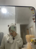 禾戀淑小熊帽子圍巾一體毛絨帽子女冬季保暖圍脖防寒護(hù)耳可愛棉帽雷鋒帽 白標(biāo)小耳朵帽子圍巾一體【奶白】 曬單實(shí)拍圖