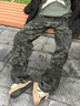 Homlean迷彩工裝牛仔褲男春夏寬松美式潮牌直筒休閑長褲子HS42迷彩黑M 曬單實拍圖