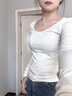 蕉內（Bananain）熱皮301+女士打底衣長(cháng)袖T恤棉感25秋冬保暖高領(lǐng)可外穿修身內搭 【芭蕾領(lǐng)】奶白 M 曬單實(shí)拍圖