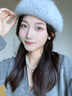 Siggi羊毛貝雷帽女秋冬兔毛畫(huà)家帽甜帽子女優(yōu)雅氣質(zhì)蓓蕾帽 靜謐黑 均碼 帽圍57CM 曬單實(shí)拍圖