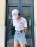 【破洞】牛仔短褲女夏季新款ins潮大碼毛邊高腰a字闊腿褲 淺藍色 M建議95-105斤 曬單實拍圖