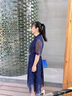 ROWILUX時(shí)尚氣質(zhì)雪紡連衣裙薄款2025新款夏季輕熟風(fēng)優(yōu)雅遮肚顯瘦v領(lǐng)裙 藍(lán)色 M 曬單實(shí)拍圖
