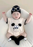 迪士尼（Disney）嬰兒短袖包屁哈衣連體衣服夏季天裝百天寶寶超萌外出薄款韓范爬服 米杏色 66cm 曬單實(shí)拍圖