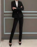 名流都会职业装女装套装长袖小西装女士正装工作西服面试 黑色西装+裤子（两粒扣） L（100-110斤） 实拍图