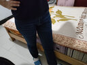 恒源祥小直筒牛仔褲女高腰顯瘦百搭四季可穿大尺碼長褲彈力牛仔煙管褲子 深藍(lán)色【刺繡+小直筒】 28 建議【105-114】 曬單實拍圖