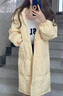 貴蘭姿純色大口袋白鴨絨輕薄羽絨服女長(cháng)款2025新款寬松連帽加厚保暖外套奶黃色【長(cháng)款】S碼（80-125斤） 曬單實(shí)拍圖
