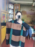 AEMAPE時尚長袖上衣2025秋冬新款女寬松遮屁股洋氣蝙蝠袖中長款針織衫 黑綠色 L -100-120斤 曬單實拍圖