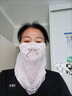 示牧新款防風(fēng)面紗冰絲透氣護臉三角絲巾女掛耳圍脖套護頸圍巾薄款戶(hù)外 蕾絲款藍色 曬單實(shí)拍圖