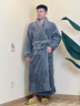 莫代爾暖男士秋冬季浴袍睡衣睡袍雙層加厚加長(cháng)款法蘭絨珊瑚絨到腳踝長(cháng)袍 2102海青男 M 建議體重80-130斤 曬單實(shí)拍圖