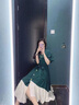 拉夏貝爾（La Chapelle）短袖連衣裙女裝2025年夏季新款時(shí)尚中長(zhǎng)款法式小個(gè)子夏天裙子雪紡 新墨綠色 L 曬單實(shí)拍圖