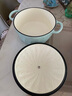 鑄彩琺瑯湯鍋 鑄鐵燉鍋加厚搪瓷鍋電磁爐通用雙耳平底無涂層煲湯鍋 花瓣24cm（薄荷綠） 24cm 曬單實拍圖