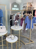 服裝店弧形中島展示架櫥窗落地掛衣架男女裝店鞋包置物流水中島臺 納米金 弧形118x155高 曬單實拍圖