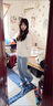 Jret春秋季韓系新款秋冬衛(wèi)衣女學(xué)生韓版寬松時(shí)尚長(zhǎng)袖衛(wèi)衣+闊腿褲兩件 白色衛(wèi)衣+黑色抽繩褲 L 105-120 曬單實(shí)拍圖