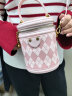 CLEVER & KETCH包包女包2023新款菱格水桶包高级感圆筒包手提单肩斜挎包生日礼物 粉色 晒单实拍图